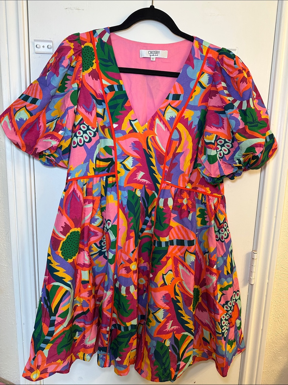 CROSBY by Mollie Burch Pink Floral V-Neck Dress
